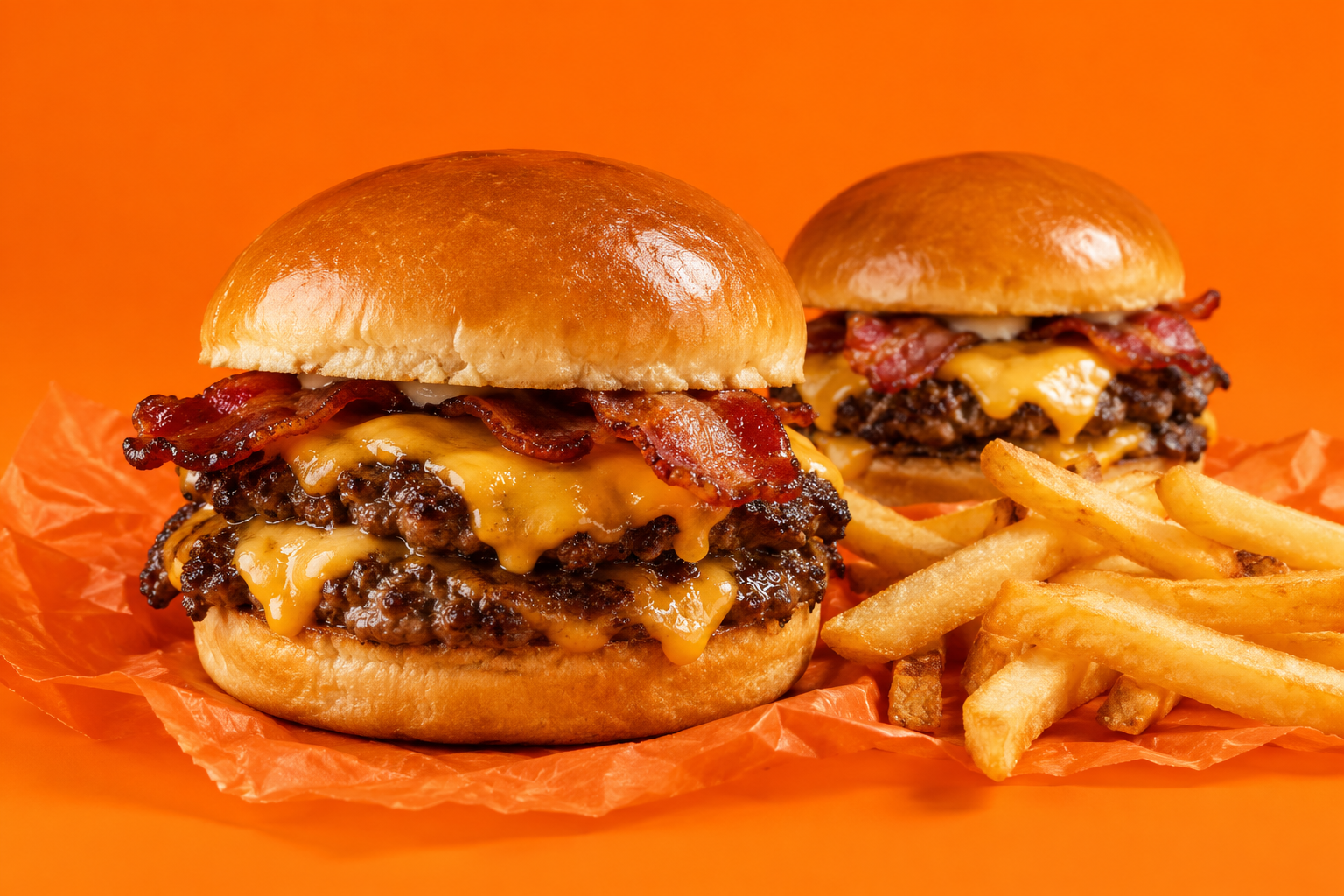 Miniburgers con queso derretido y papas doradas